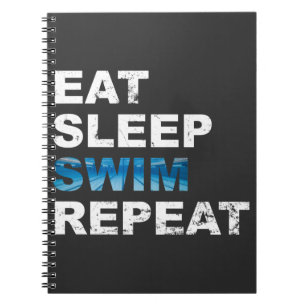 Sleep Swim Wiederholung essen - Funny Geschenk für Notizblock