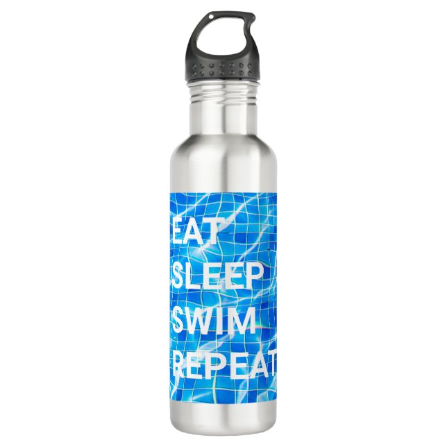 Sleep Swim Wiederholung Pool Wassersport Edelstahlflasche (Vorderseite)