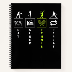 Sleep Tennis essen Wiederholung Notizbuch