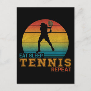 Sleep Tennis essen Wiederholung Postkarte