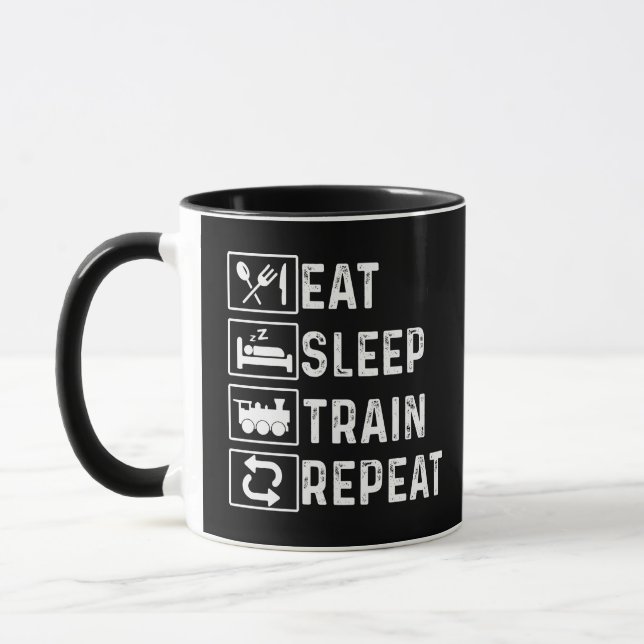 Sleep Train Repeat Dampfzug Bahn Lover essen Tasse (Links)