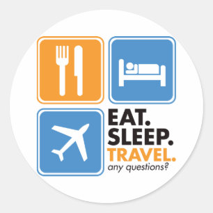Sleep Travel essen Runder Aufkleber