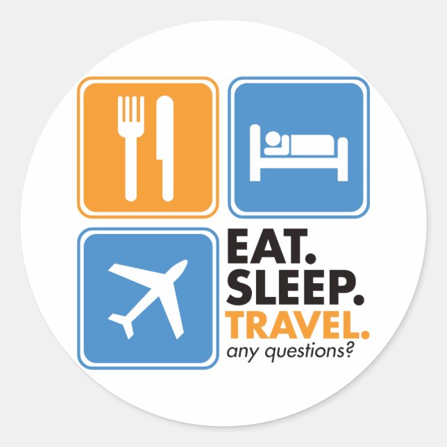 Sleep Travel essen Runder Aufkleber (Vorderseite)