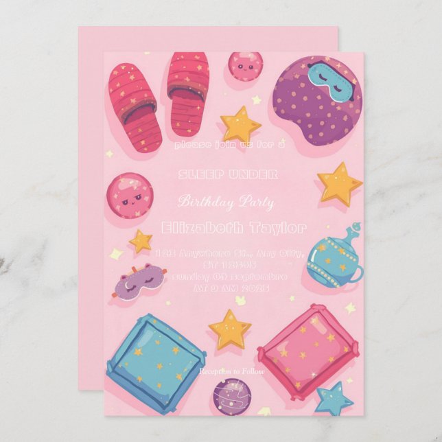 Sleep Under Party  Invitation (Devant / Derrière)