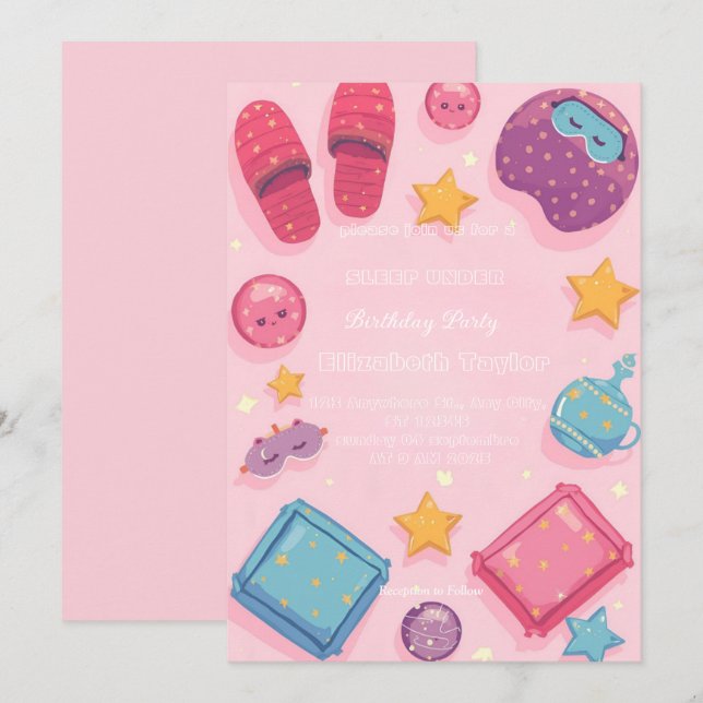 Sleep Under Party  Invitation Einladung (Vorne/Hinten)