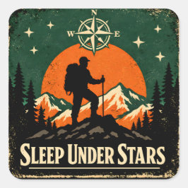 Sleep Under Stars – Stargazing Camper Nature Quadratischer Aufkleber