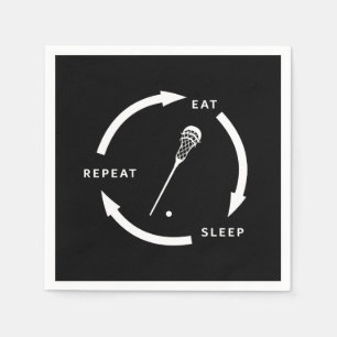 Sleep Wiederholen Lacrosse Sports Fan Sprichwort Serviette