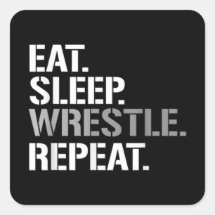 Sleep Wrestle Repeat - Cooler Wrestling Quadratischer Aufkleber