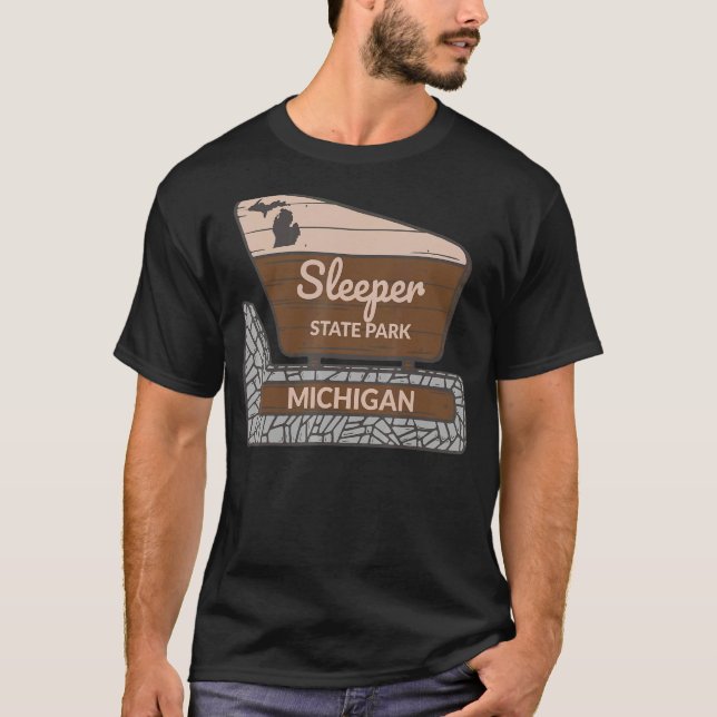 Sleeper Staat Park Michigan MI Welcome Sign Vacati T-Shirt (Vorderseite)