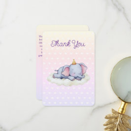 Sleeping Baby Elephant Baby Shower Thank You Card Dankeskarte