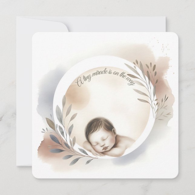 Sleeping Baby Watercolor Illustration Einladung (Vorderseite)