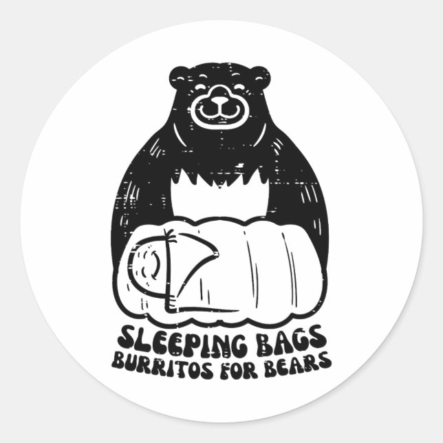 Sleeping Bags Burritos For Bear Funny Camping Men  Runder Aufkleber (Vorderseite)
