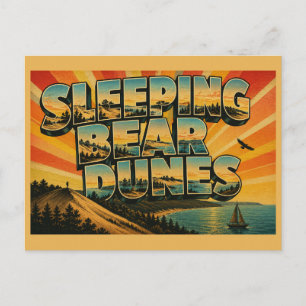 Sleeping Bear Dunes Michigan Sanddünen Seekunst Postkarte