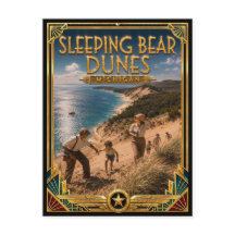 Sleeping Bear Dunes Michigan Vintage Art Deco