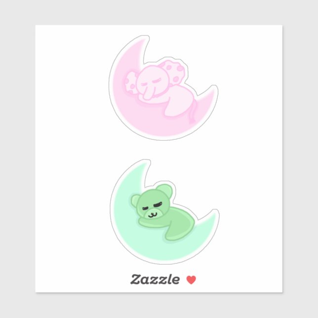 Sleeping Bear & Elephant Sticker Pack For Kids (Blatt)