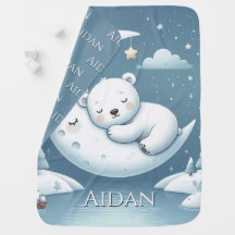 Sleeping Bear Personalized Baby Name Blanket