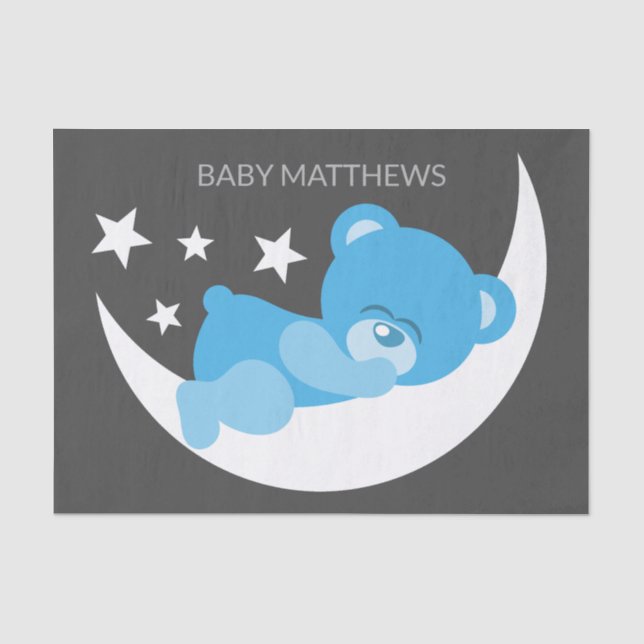 Sleeping Blue Boy Teddy Bear Seidenpapier (Vorderseite)