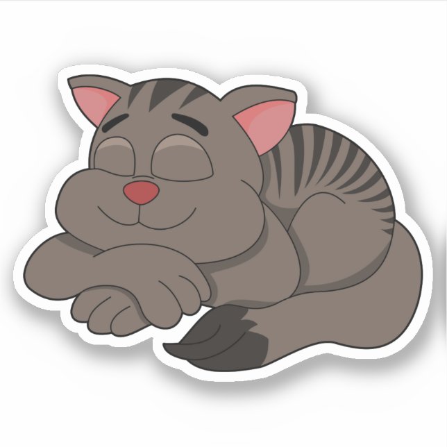 Sleeping brown cat cartoon - vinyl sticker (Vorderseite)