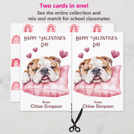 Sleeping Bulldog Kid's Valentine-Klassenzimmer-Kar Postkarte