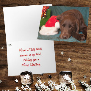 Sleeping Chocolate Lab With Santa Hat Photo Custom Feiertagskarte
