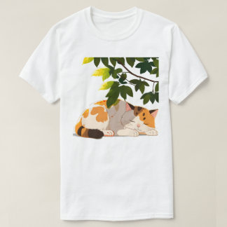 Sleeping Chubby Calico Cat T-Shirt