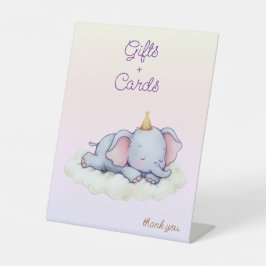 Sleeping Elephant Baby Shower Gifts & Cards Sign Sockelschild
