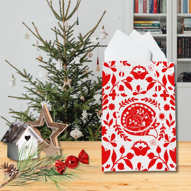 Sleeping Fox Folk Art Gift Bag Mittlere Geschenktüte (Von Creator hochgeladen)