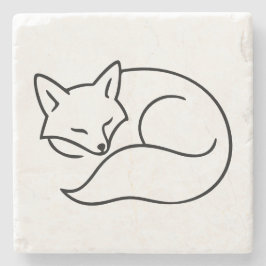 Sleeping Fox Line Art – Minimalist Home Accent Steinuntersetzer