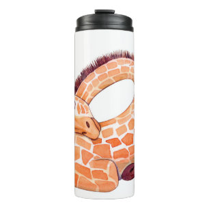 Sleeping Giraffe: Gentle Watercolor Thermosbecher
