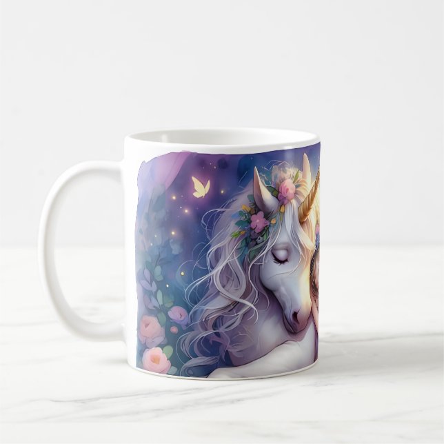 Sleeping Girl Unicorn Dreamscape Kaffeetasse (Links)
