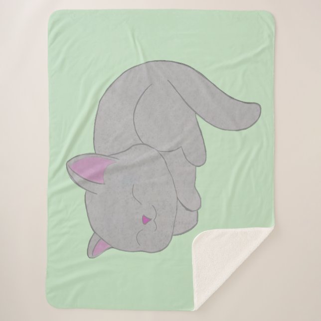 Sleeping Grey Kitten Blanket Sherpadecke (Vorderseite)