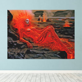 "Sleeping Magma" - Vulkanisches Frauenportrait Leinwanddruck