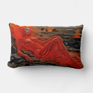 "Sleeping Magma" - Vulkanisches Frauenportrait Lendenkissen