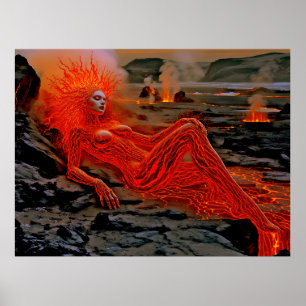 "Sleeping Magma" - Vulkanisches Frauenportrait Poster