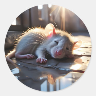 Sleeping Mouse Runder Aufkleber