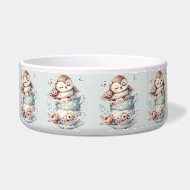 Sleeping Owl in Stacked Floral Teacups Napf (Vorderseite)