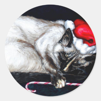 Sleeping Santa Claws Runder Aufkleber