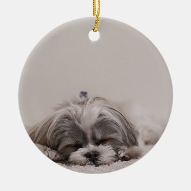 Sleeping Shih tzu Christmas Ornament, Sleeping Dog Keramik Ornament (Vorne)