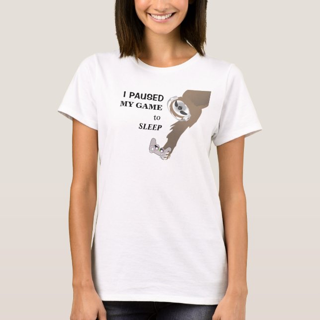 Sleeping Sloth with Game Controller T-Shirt (Devant)