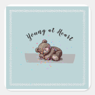 Sleeping Teddy Bear Quadratischer Aufkleber