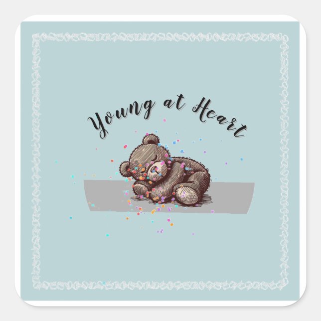 Sleeping Teddy Bear Quadratischer Aufkleber (Vorderseite)