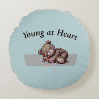Sleeping Teddy Bear Round Pillow Rundes Kissen