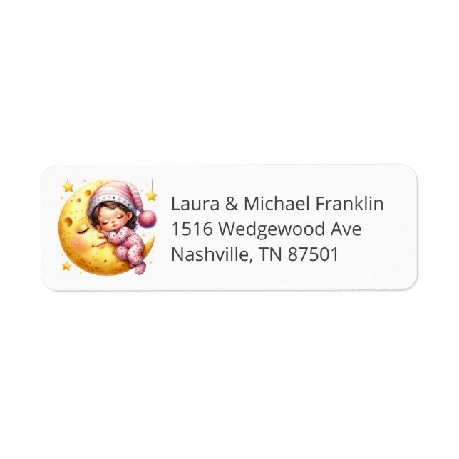 Sleeping With The Moon Baby Shower Return Address (Vorne)