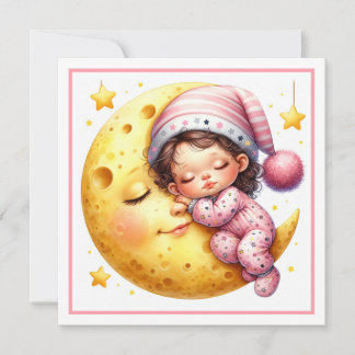 Sleeping with the Moon Girl's Baby Shower Einladung