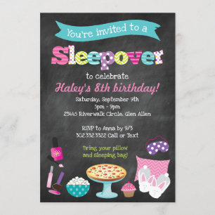 Sleepoe Pajama Slumber Party Chalkboard Einladung