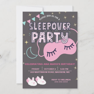 SLEEPOVER BIRTHDAY PARTY EINLADUNG