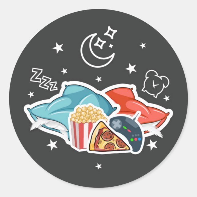 Sleepover Boy Sticker - Aufkleber für Party aus Gu (Vorderseite)