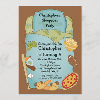 Sleepover Boys zum Geburtstag Einladung