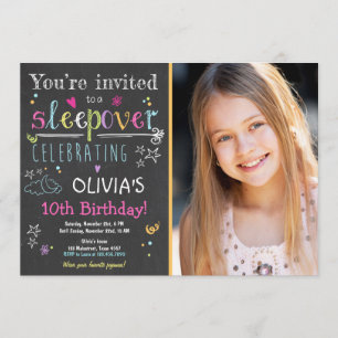 Sleepover Einladung Slumber Party Pajamas Girl