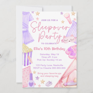 Sleepover Fête de bois Anniversaire Invitation